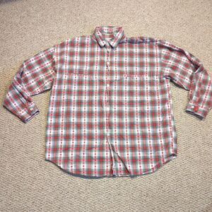 Vintage Esprit Sport Shirt Womens M Red Plaid Button Down Snowflake Fair Isle